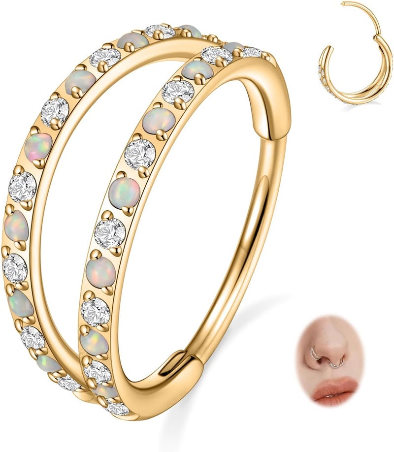 FUNLMO Store 316L Surgical Steel Nose Hoop Septum Conch Piercing Jewelry Cartilage Daith Helix Tragus Rook Lobe Earring Triple/Double Nose Lip Ring 20G 18G 16G - Image 1